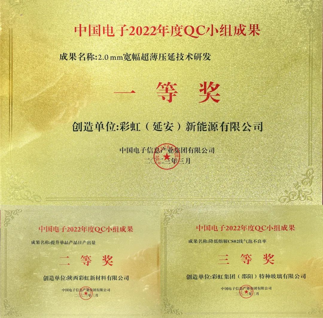 彩虹集團三項質(zhì)量管理QC成果獲中國電子殊榮